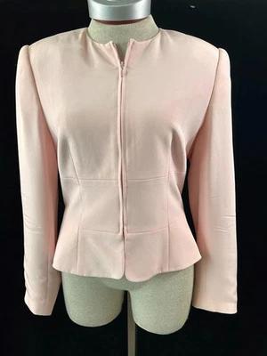 Carlisle blazer Size 6 shoulder pads lined silk vintage full zip pink - Image 1 of 4
