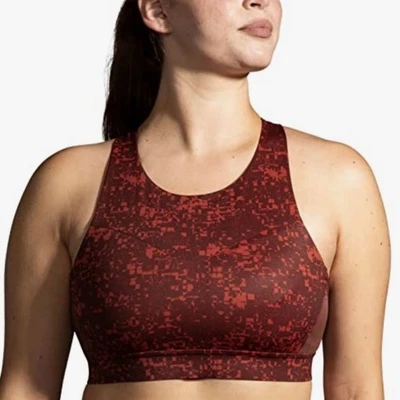 Brooks Drive 3 Pocket Run Sports Bra in Glitch Print/Koper - Size 36 A/B - Image 1 of 4