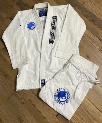 Renzo Gracie Brasileño Jiu Jitsu Gi Conjunto Blanco Abrigo y Pantalones BJJ MMA Kimono, A3 Foto 1 de 4