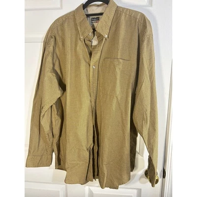 Haggar Forever New XXL/XXG Button Down Shirt Plaid Checkered Beige Brown - Image 1 of 4