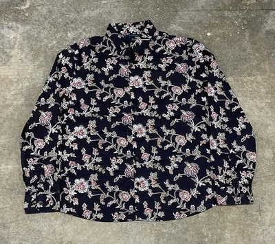 Men’s Perry Ellis Slim Fit Stretch Floral Modern Long Sleeve Button Up Shirt 2XL - Image 1 of 4