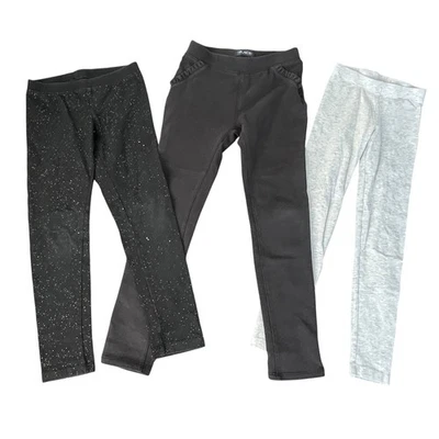 Niñas Leggings Paquete Talla S 6 6X 7 Negro Gris Ropa de Juego Otoño Invierno Informal Foto 1 de 4