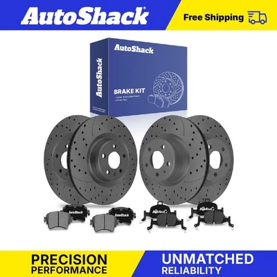 Front Rear Drilled Slotted Brake Rotors Ceramic Pads for 2018 Audi Q5 Foto 1 de 4