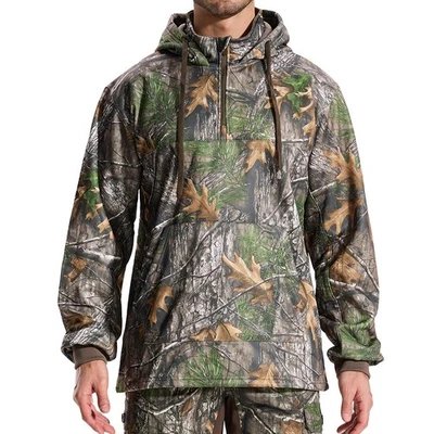 Men's Camo Hunting Hoodie Fleece Lining Performance Pullover Hoodies with Kan... - Image 1 of 4