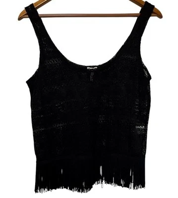 Kirra Lace Tank Top Fringe Hem Womens Small Boho Festival Whimsigoth Grunge Goth - Image 1 of 4