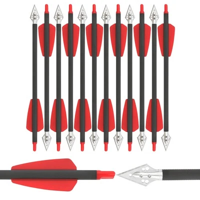 9" Pure Carbon Arrows Bolts Blade Arrowhead Vanes Archery Mini Bow Shooting Hunt - Image 1 of 4
