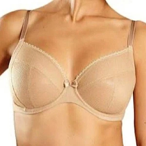 CHANTELLE Parisian Allure Bra 40DDD Tan Nude Unlined Underwire Plunge C14710 - Picture 1 of 6