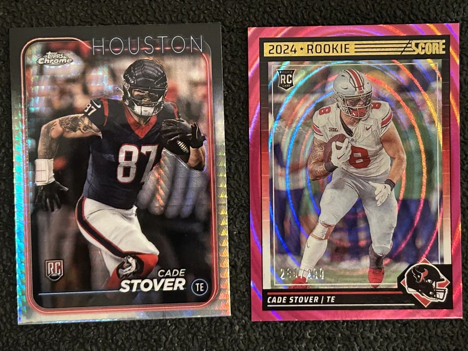 CADE STOVER 2024 SCORE PINK ELLIPSE /299 + 2024 Topps Chrome Prism Refractor RC - Image 1 of 4