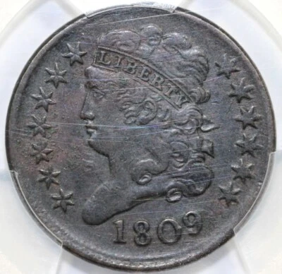 1809 1/2c C-6 Classic Head Half Cent PCGS XF Detail Environmental Damage - Image 1 of 4