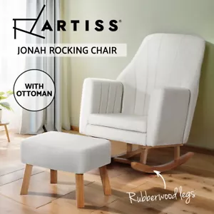 Artiss Armchair Feeding Rocking Chair Fabric Armchairs Lounge Recliner Beige - Picture 1 of 9