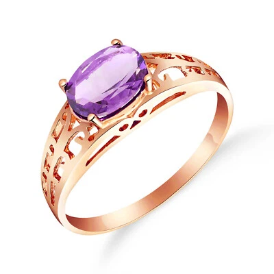 18K. SOLID GOLD FILIGREE RING WITH NATURAL AMETHYST - Image 1 of 4