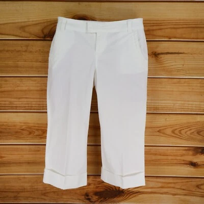 SO Capri Pants Juniors 7 White Cotton Blend Cuffed Leg Stretch Pockets Low Rise - Изображение 1 из 4
