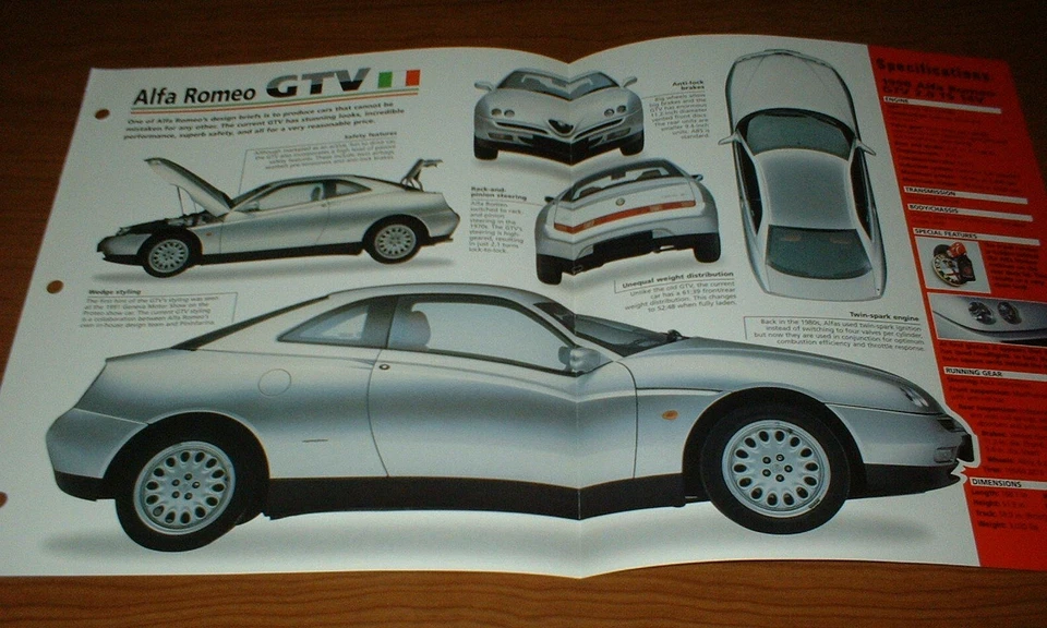 Alfa Romeo GTV TS 1998 hoja de especificaciones folleto foto información folleto 96 97 Foto 1 de 1