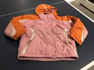 EUC Spyder Girls Ski Jacket w/Removable Hood & Thinsulate - Pink/Orange - Sz 5 - Picture 1 of 8