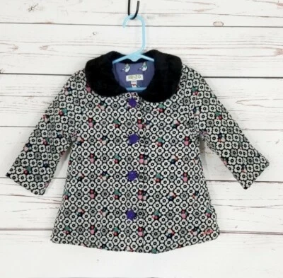 Kenzo Baby Girls Floral Print Fur Lined Coat Size 12 Months - Image 1 of 4