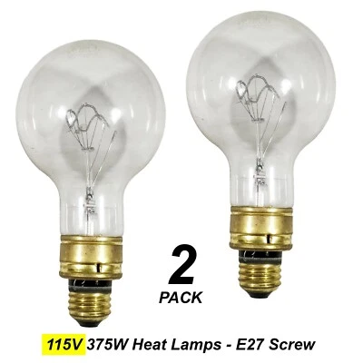2 x 115V 375W Industrial Infrared Heat Lamps E27 Screw - 110V - 120V US Voltage - Image 1 of 4