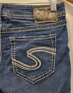 Pantalones de mezclilla para mujer Suki plateados medianos súper ajustados azul oscuro talla 28 L31 (YWW) - Imagen 1 de 12