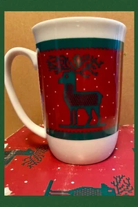 NEW! Dept 56 “Sampler Reindeer” 4 Christmas Sweater COFFEE COCOA MUG CUP Boxed - Picture 1 of 4