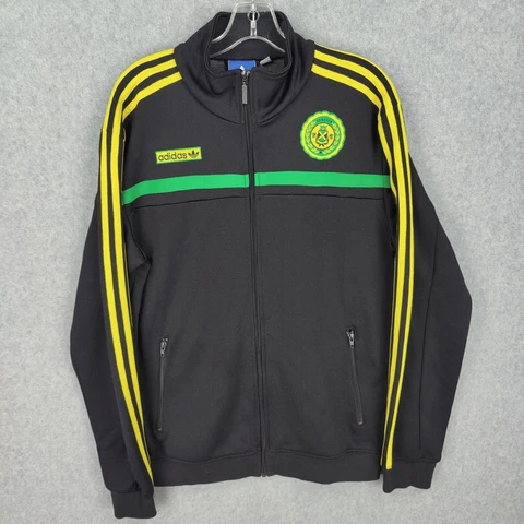 Adidas Size Large Jamaica Futbol Team Black Long Sleeve Zip Up Track Jacket Cover