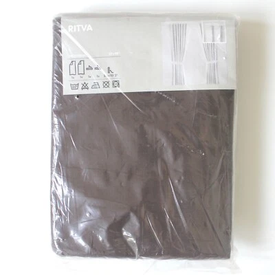 NEW! IKEA Ritva 57" x 98" Brown Curtains  2 Panels 001.119.89 100% Cotton B2 - Image 1 of 4