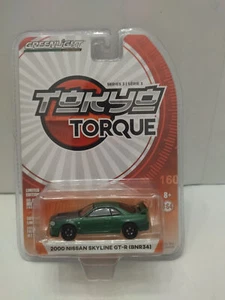 NISSAN SKYLINE 2000 GT-R BNR34 GREEN TOKYO TORQUE 1:64 GREENLIGHT - Imagen 1 de 2