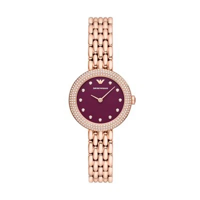 Womens Wristwatch EMPORIO ARMANI AR11491 Stainless Steel Gold Rose Bordeaux - image 1 of 3