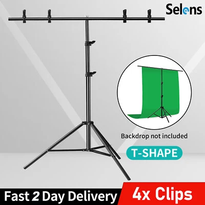 Selens Metal 2x2m T Backdrop Stand Photo Background Support Crossbar Kit 4 Clamp - Image 1 of 4
