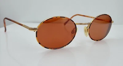 Vintage Guy Laroche GL115 Gold Amber Oval Metal Sunglasses France FRAMES ONLY - Image 1 of 4