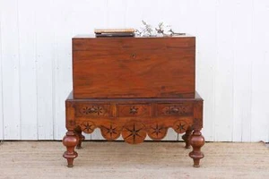 Antique Dutch Colonial Campaign Trunk on Stand - Picture 1 of 17