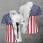 Custom Name American Lady Golfing USA Flaga Golf Damska koszulka polo 3D Rozmiar S-5XL