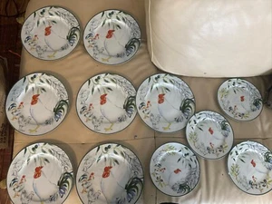 Tabletops Gallery French Country Provence Rooster 7 Plates And 4 Saucers - Picture 1 of 9