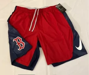 *NWT* BOSTON RED SOX Nike Dri-Fit MLB Red/Navy Warm-Up Shorts (L) *TEAM ISSUED* - Picture 1 of 14
