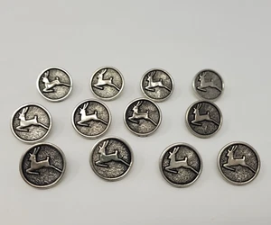 12 pcs Doe Deer Silver Molded Plastic Craft Sewing Shank Buttons 15mm Round VTG - Picture 1 of 3