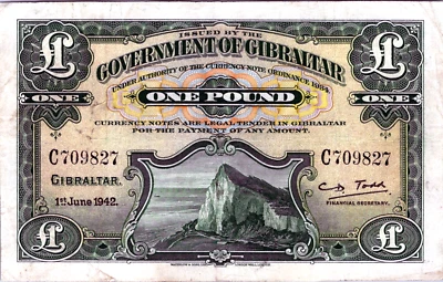 Gibraltar 1 libra 1938 Pick # 15 Foto 1 de 3