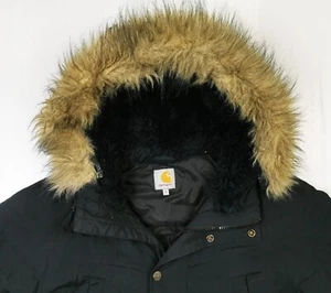 *HOT Men's CARHARTT @ ANCHORAGE PARKA FUR HOODED QUILT LINED BLACK Coat Jacket S - Picture 1 of 17