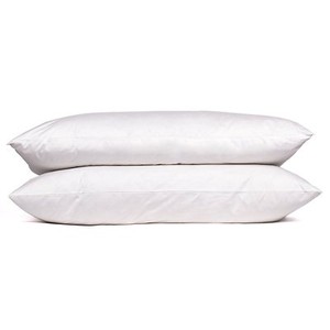 2 Queen Size Pillows Goose Down Feather Bed Set High Thread Count Cotton White
