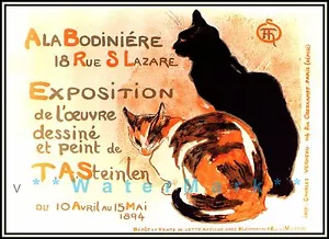 Steinlen Cats 1894 París A La Bodiniere Vintage Póster Impresión Retro Gato Decoración - Imagen 1 de 5