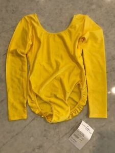 BalTogs Long Sleeve Scoop Neck Leotard #812 MEDIUM YELLOW NEW WITH TAGS