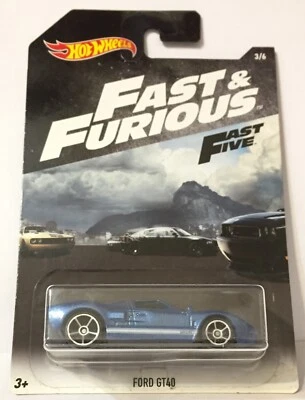Ford GT 40 Automobile Fast & Furious 3/6 GT40 Hot Wheels And Fast Five Fate Car - Immagine 1 di 4
