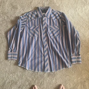 Wrangler Shirt Mens XL Pearl Snap Striped Long Sleeve Western Cowboy Rodeo - Picture 1 of 3