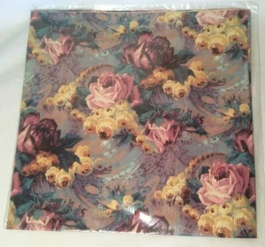 NOS 1980's Vintage Floral Watercolor Roses  Gift Wrap Paper  - Picture 1 of 2