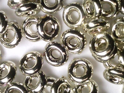 Винтажный 100 серебро металлизированный пластиковый кольцо бисер 8 мм #112818u - Изображение 1 из 3