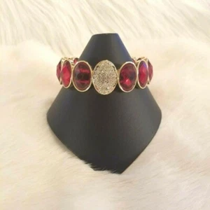 Art Deco Red Stretch Bracelet Renaissance Festival Gypsy Retro Costume 3959 - Picture 1 of 8