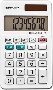 Sharp EL-244WB Business Calculator, White 2.125, 2.38 x 4.06 x 0.31 inches - Picture 1 of 6