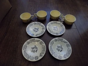 Vtg Bucks County Royal Sebring Cup & Saucer Lot 4 Folk Art Farm Scene PA Dutch - Picture 1 of 18