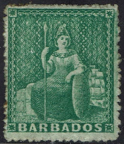 BARBADOS 1861 BRITANNIA (½D) NO WMK PERF 14 TO 16 Cover