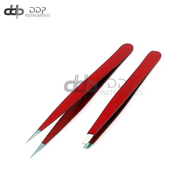 Juego de pinzas inclinadas y puntiagudas cejas encarnadas faciales y nariz cabello (rojo) color Foto 1 de 3