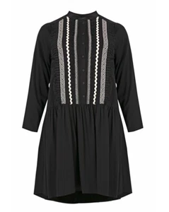 MAT FASHION Vestito 50 52 (L) Grigio Look Folklore con Ricamo Al ginocchio - Foto 1 di 3