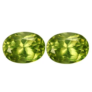 3.66 Ct [2 Pcs Pair] Perfect Oval 8x6.1 MM 100% Natural Greenish Yellow Apatite - Picture 1 of 4