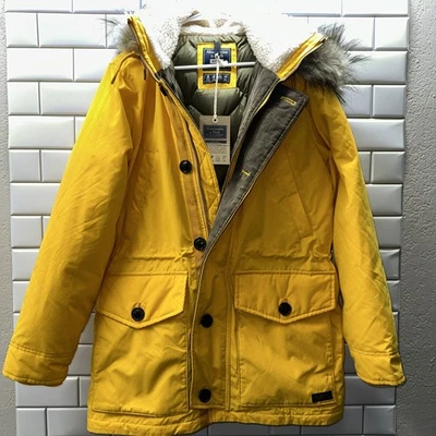 Abrigo Abercrombie & Fitch Ultra Parka Amarillo Plumón con Capucha Imitada Talla Mediana Foto 1 de 4